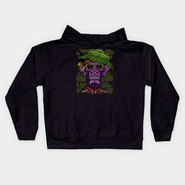 Fashion Monkey street art Kids Hoodie by JiraDesign